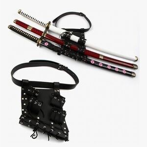 Black Leather 3-Sword Holder Belt/One Piece/Zoro
